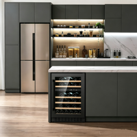 Nevera para vinos bajo encimera con estantes extraíbles de haya, control táctil digital, gabinete compacto para vinos para el hogar