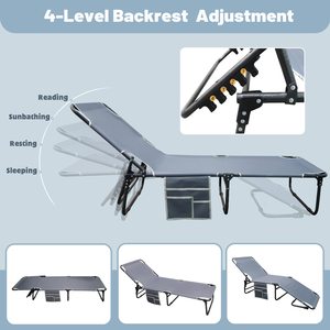 Lit <span class=keywords><strong>de</strong></span> <span class=keywords><strong>camping</strong></span> pliable en aluminium, chaise <span class=keywords><strong>de</strong></span> plage, chaise longue - Product Image 2