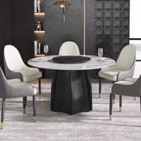 Ensemble de table à manger ronde pivotante de style scandinave moderne Voxhome, pieds en bois de chêne, table à manger pour la maison, le bureau, l'hôtel