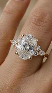 3CT Oval Cut Lab Grown Diamond <b>Engagement</b> <b>Ring</b>, Floral Diamond <b>Ring</b>, 14K Gold Promise <b>Ring</b>, <b>Unique</b> Bridal Jewelry Gift - Product Image 6