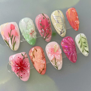 <span class=keywords><strong>Uñas</strong></span> Acrílicas 3D con Diseño de Puntos y Flores para Chicas, <span class=keywords><strong>Uñas</strong></span> <span class=keywords><strong>Postizas</strong></span> con <span class=keywords><strong>Pegamento</strong></span> - Product Image 1