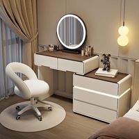 Coiffeuse moderne à miroir LED bicolore avec coffre de rangement, réglable, pour chambre et appartement