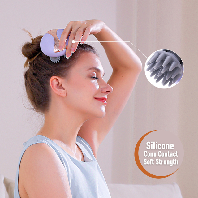 2025 Electric Scalp Head Vibrating Massager Silicon Waterproof Hand Held Kneading Head Massager