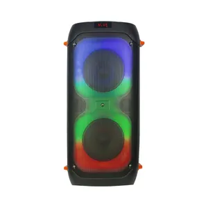 T Duplo 8 Polegada Bluetooth Portátil Sem Fio LED Alto-falante Grande Baixo De Som DJ Karaoke Partybox Party Speaker