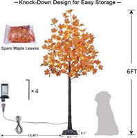 OH ARTS Arbre artificiel en érable éclairé par LED chaud pour l'extérieur, la maison, les mariages, la récolte d'automne, fonctionne sur piles ou USB, arbre décoratif de simulation