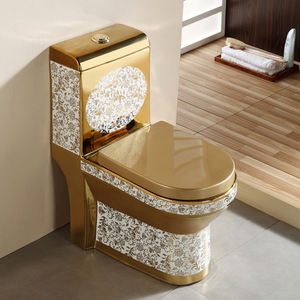 WC monobloc en céramique KD-03GPA au design doré personnalisé, livraison rapide au Kenya, plaqué or, avec siège rond - Product Image 2