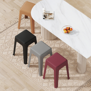 Modern Minimalist Plastic <strong>Stool</strong> with Soft Padded Seat Stackable Design Space-Saving for Home <strong>Office</strong> - Product Image 3