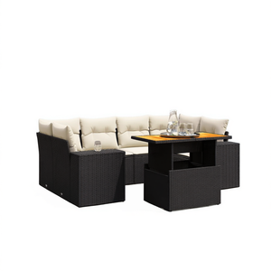 Black <b>Rattan</b> Garden <b>Sofa</b> Set 6 Seater Weather Resistant Outdoor Furniture Contemporary Design - Product Image 1