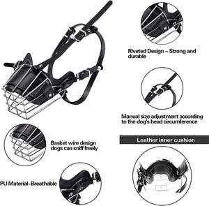 Bozal para perros equinos Varios tamaños Cuero Metal Perros grandes Bozal Entrenador de perros - Product Image 5