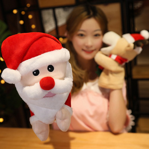 Navidad marrón felpa Reno animales <span class=keywords><strong>de</strong></span> peluche juguetes Santa Claus Reno felpa Navidad marioneta <span class=keywords><strong>de</strong></span> mano felpa - Product Image 2