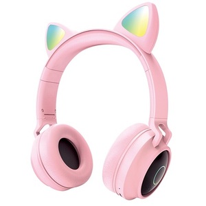Casque Bluetooth rose avec oreilles de chat pour enfants et adolescents - Product Image 1