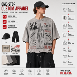 เสื้อยืดกราฟิกสั่งทำพิเศษ ผ้าคอตตอนหนา 300GSM ซักย้อมสีแบบแอซิดวอช ทรงโอเวอร์ไซส์ ครอป ทรงบ็อกซี่ ประดับคริสตัล เสื้อยืดผู้ชาย - Product Image 1