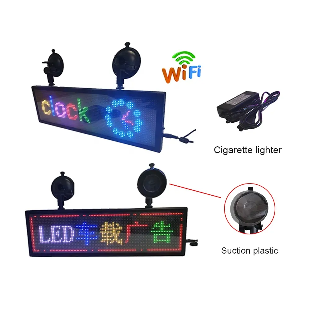 12V super thin Wi-fi control scrolling LED sign message board P5 LED car display screen