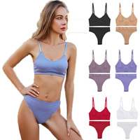 Set di mutandine per reggiseno senza fili perizoma reggiseno a costine Bralette Set di biancheria intima senza cuciture di base per donna