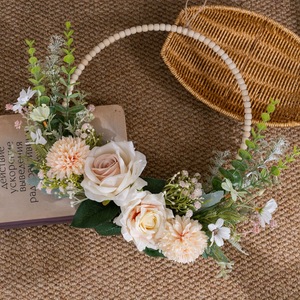 Corona de Flores Artificiales CallaFloral, Rosa y Diente de León, Decoración de Pared para Bodas y Hogar CF01417 - Product Image 1