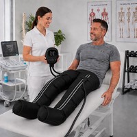 Bottes de massage professionnelles à compression d'air à 5 chambres avec contrôle intelligent par puce, rechargeables 3500 mAh, pour athlètes et récupération à domicile