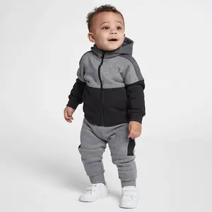 2021 custom high quality boys fleece zipper cardigan hoodie sportswear male baby winter leisure suit
