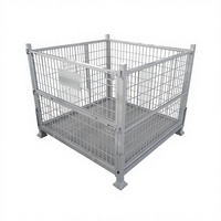Cage de chariot élévateur pliable en acier robuste avec roues, conception de maille personnalisée, capacité de 1500 kg pour le stockage empilable