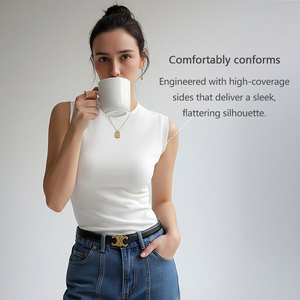 Camiseta sin mangas con cuello redondo para <span class=keywords><strong>mujer</strong></span>, top ajustado de estilo chaleco con un toque de alta gama, sexy y adecuado para usar como prenda exterior. - Product Image 6