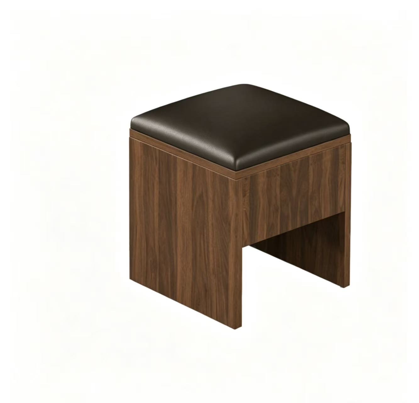 Taburete individual para mesa de centro de 120 cm, tapizado en negro.