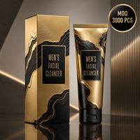 Caja de Embalaje Cosmética para el Cuidado de la Piel Masculina Personalizada de Fábrica Lionwrapack, Cartón Dorado con Logotipo en Relieve, Caja Plegable