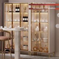 Armoire à vin moderne de luxe écologique avec portes vitrées, éclairage LED, acier inoxydable, capacité de 40 à 49 bouteilles pour bars familiaux