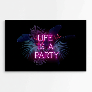 Célébrez la vie : Tableau sur toile imprimé avec motif de fête néon vibrant, TOILE ENROBÉE - Product Image 2