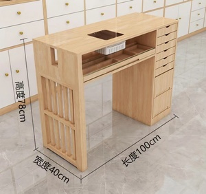 Solid wood nail table <b>vacuum</b> <b>cleaner</b> inlaid single person nail table <b>small</b> nail table and chair workbench - Product Image 1