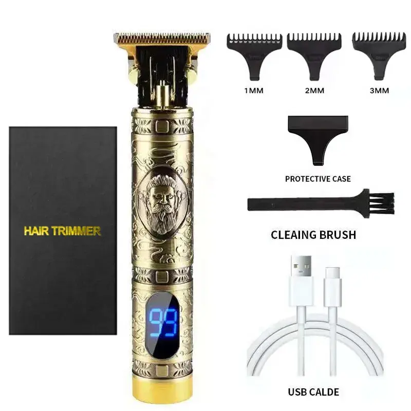 LED-Anzeige Schnur loser Trimmer Männer 0mm Haars ch neider mit kahlem Kopf Haars chneide maschine Vintage T9 Haars ch neider