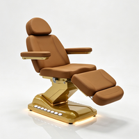 Table de massage électrique moderne à 4 moteurs inclinable pour soins cosmétiques et spa, mobilier de salon de luxe avec base dorée