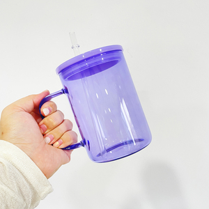 Tazas de vidrio de gelatina sublimables transparentes de 17oz de colores adecuadas para <span class=keywords><strong>taza</strong></span> de café de vidrio de gelatina transparente <span class=keywords><strong>sublimable</strong></span> de 17oz de vinilo con asa - Product Image 5