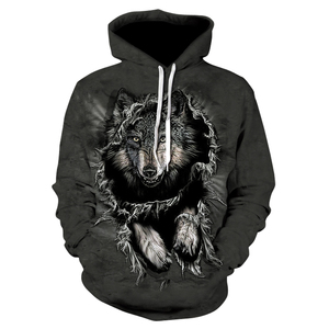 Felpe con Cappuccio della Serie Animali Popolari per Uomo, Abbigliamento Sportivo con <span class=keywords><strong>Lupo</strong></span>, Leone, Panda, Streetwear di Alta Qualità in Poliestere Unisex - Product Image 3