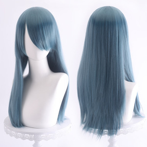 วิกผมคอสเพลย์แบบยาวตรง หลายสี ทรงผมแสกข้าง ยาว 60 ซม. พร้อมตาข่ายสีชมพู ใช้ได้หลากหลายโอกาส - Product Image 2