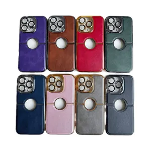 wholesale Phone case for IP 15 14 13 12 CD pattern cell phone cover for iphone samsung Luxury Leather Electroplated Phone Case