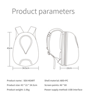 Mochila Moderna Knight con Pantalla LED, Carcasa Rígida, Negra, de Algodón y Silicona, Cierre de Cremallera, Clasificación IP54, Garantía de 3 Años para Automóvil