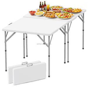 34'' Square <strong>Folding</strong> <strong>Card</strong> <strong>Table</strong> Fold-in-Half Portable Dining <strong>Table</strong> with Handle and Safety Lock Foldable Plastic Dining <strong>Table</strong> - Product Image 1