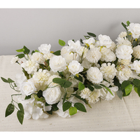 Guirlande de fleurs artificielles en soie pour événements et fêtes, chemin de table en roses artificielles, centre de table blanc pour décoration de mariage