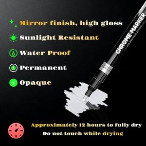 Silver <b>Gold</b> Mirror Chrome Color Markers Rotuladores Chrome Pigment Marker <b>Pen</b> for Model Car Part Glass Colouring - Product Image 3