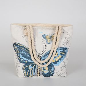 Sac de plage d'été de haute qualité avec broderie, grande capacité, poignée en corde de coton, sac fourre-tout en toile pour femme, vente en gros - Product Image 2