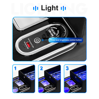 Boîte d'accoudoir arrière verrouillable en cuir PU avec double porte-gobelets et éclairage LED pour modèles Chevrolet, Ford, Kia, Buick, Hyundai SUV
