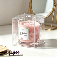 Boîte à bougies pliée parfumée en PET biodégradable transparente, personnalisable avec logo imprimé, pour mariage, fête, artisanat quotidien