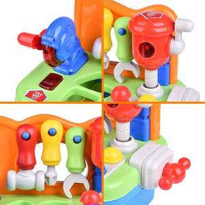 Banc d'outils pour tout-petits, jouets pour enfants de 1 an, ensemble d'outils, établi avec lumière et son, trieur de formes, jouet éducatif en plastique - Product Image 4