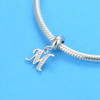 Charmes pendentifs en argent 925 avec lettres originales, plaqué or blanc, accessoires de bracelet à la mode, bijoux