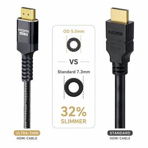 Câble HDMI 2.1 ultra fin 8K 48 Gbps OD 5,0 mm en nylon tressé plaqué or cuivre nu 8K60Hz 4K120Hz EARC HDR pour ordinateur portable, téléviseur, moniteur - Product Image 2