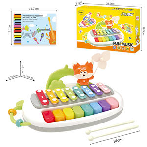 Tambour éducatif 2-en-1 en plastique coloré, jouet <span class=keywords><strong>de</strong></span> dessin animé pour enfants <span class=keywords><strong>de</strong></span> <span class=keywords><strong>18</strong></span> <span class=keywords><strong>mois</strong></span> et plus, <span class=keywords><strong>instrument</strong></span> à frapper avec 8 gammes sonores, vente chaude - Product Image 3