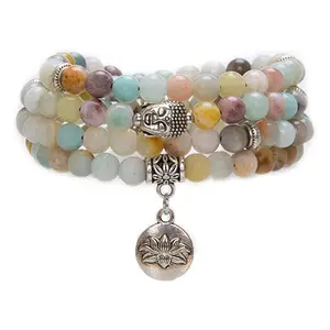 Personalizza Buddha Charm Yoga Healing 108 Mala Beads bracciale collana