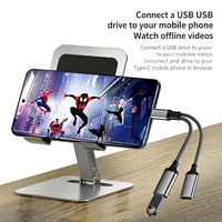 Câble répartiteur USB C OTG 2 en 1, charge rapide PD 60W, adaptateur tressé en nylon Type C mâle vers USB A + Type C femelle
