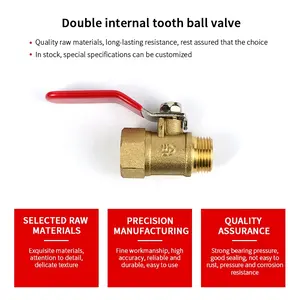 Brass Red Handle Inside And Outside 1/4'' Small Ball Valve Water Switch Pipe Air Pump Valve