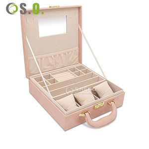 Boîte de rangement pour bijoux en cuir PU portable haut de gamme, grande capacité, pour bracelets, boucles d'oreilles, colliers, organiseur de voyage - Product Image 6