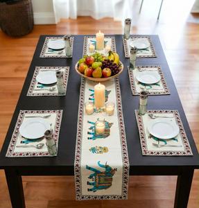 Premium Quality Hand Block Printed Table Mat Set with Matching <b>Runner</b> for Dining Table Home Decor Available At Wholesale Price - Product Image 5